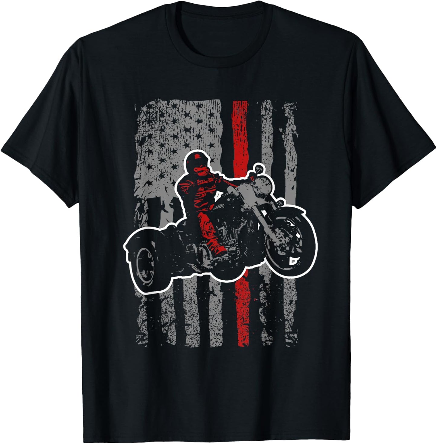 USA Flag Trike Bike Men's Motorcycle Trike Rider Triker T-Shirt - T-Shirt | Black
