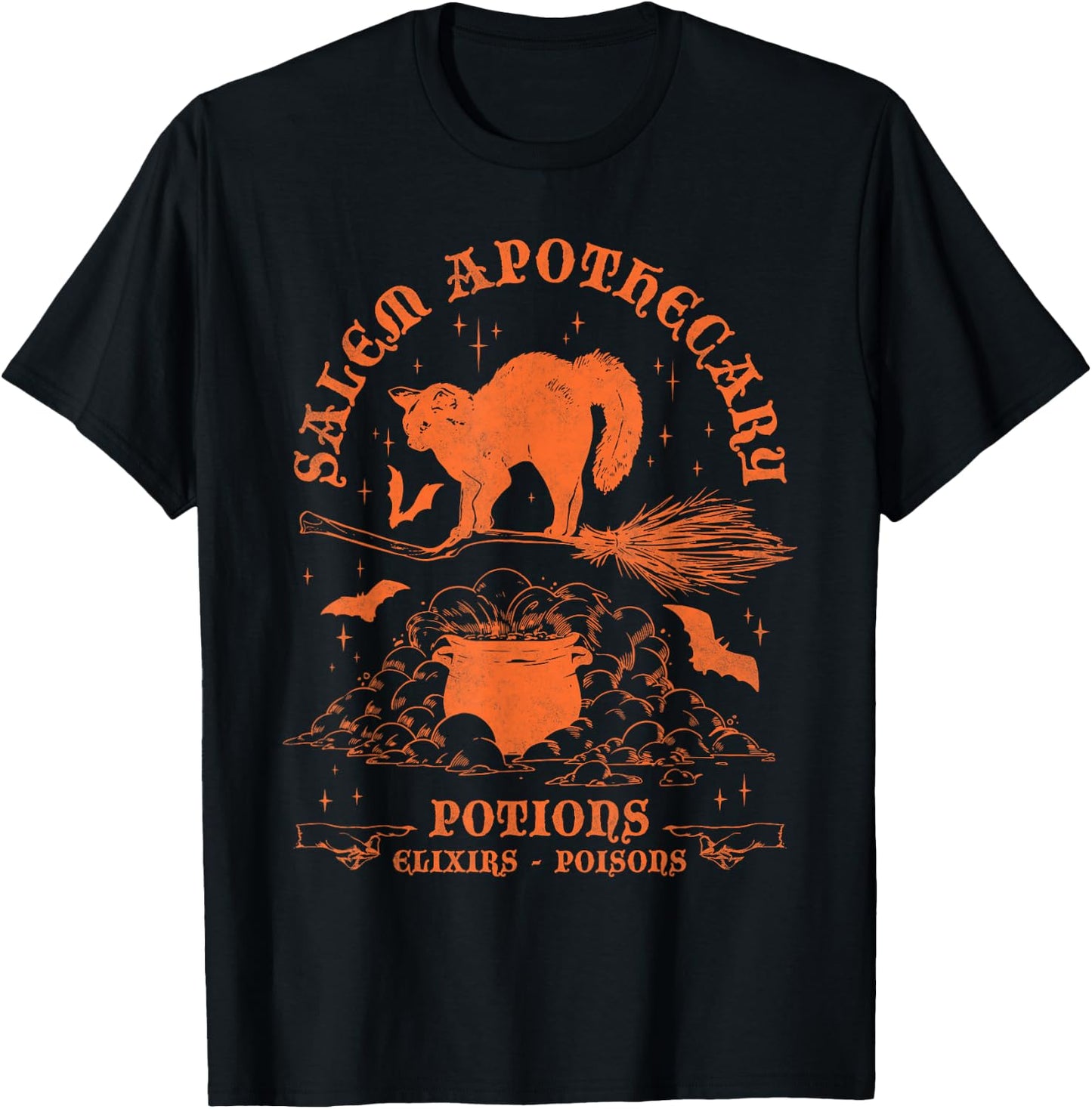 Salem Apothecary, Black Cat Halloween Witch Women T-Shirt - T-Shirt | Black