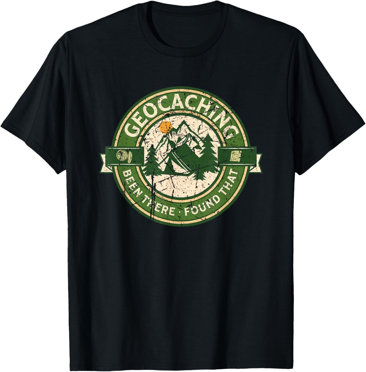Geocaching Funny Retro Distressed Geocache Lover Men Women T-Shirt - T-Shirt | Black