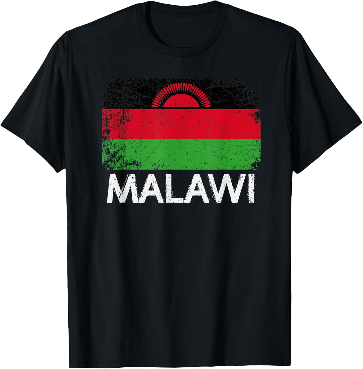 Malawian Flag | Vintage Made In Malawi Gift T-Shirt - T-Shirt | Black