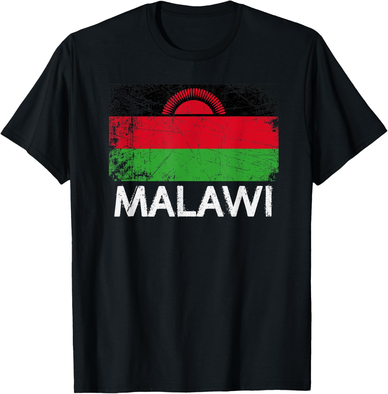 Malawian Flag | Vintage Made In Malawi Gift T-Shirt - T-Shirt | Black
