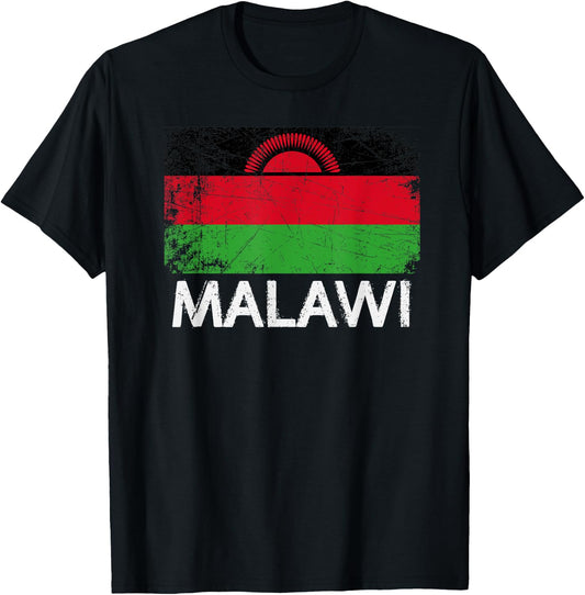 Malawian Flag | Vintage Made In Malawi Gift T-Shirt - T-Shirt | Black