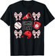 Game Day Baseball Bow Coquette Funny Baseball Lovers T-Shirt - T-Shirt | Black