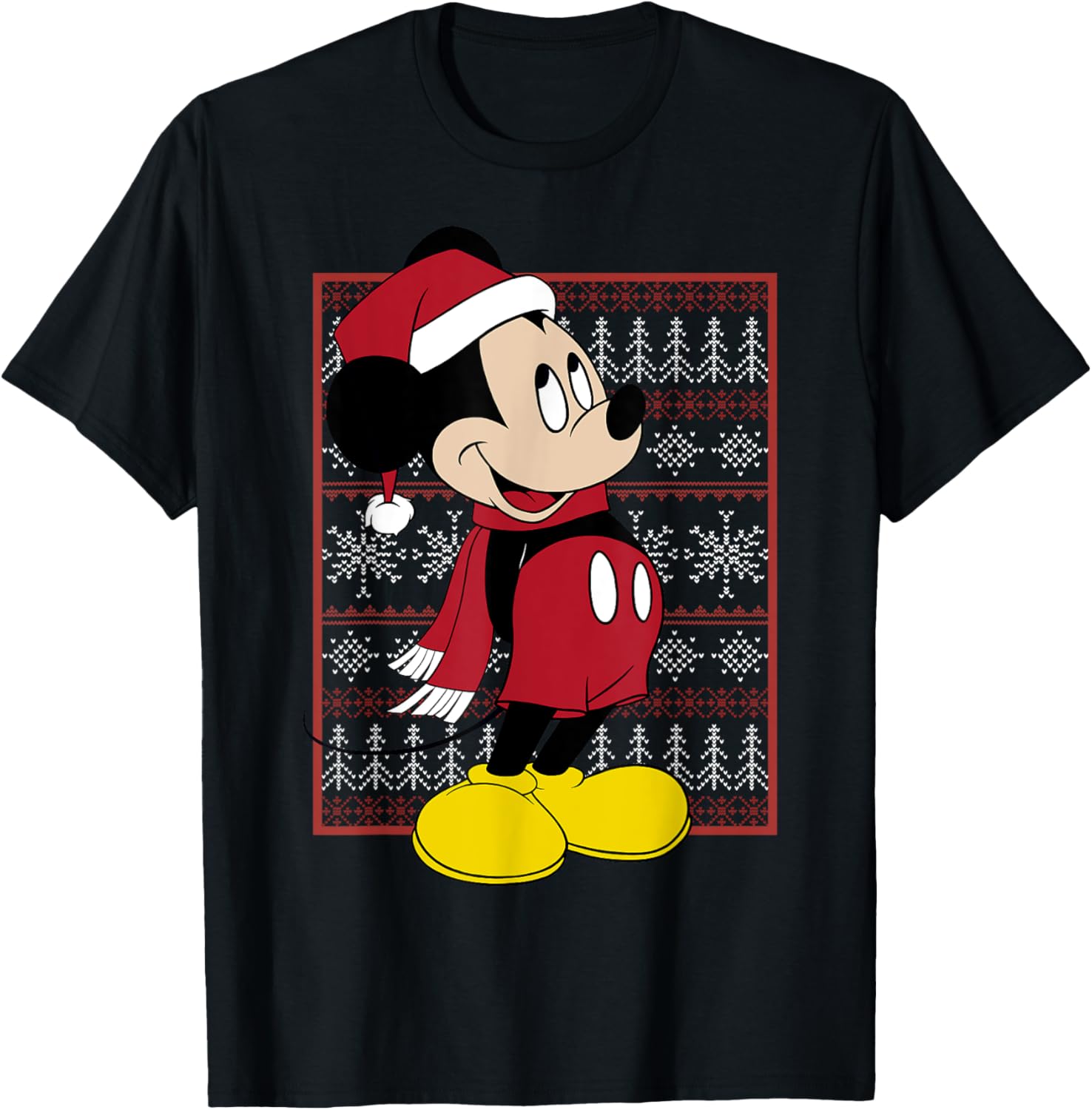 Disney Mickey Mouse Christmas Graphic T-Shirt - T-Shirt | Black