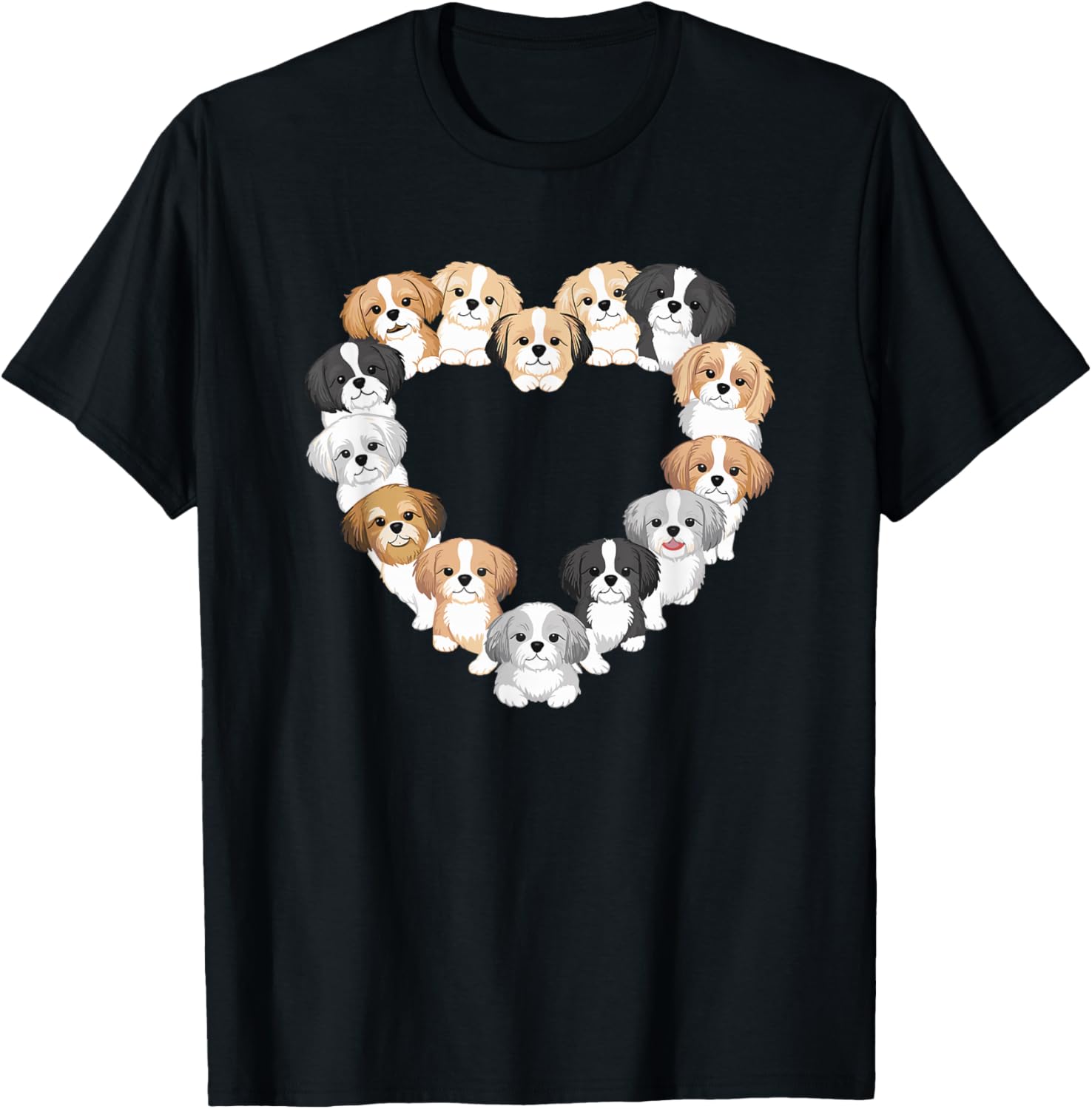 Heart Shih Tzu Dog Shih Tzus T-Shirt - T-Shirt | Black