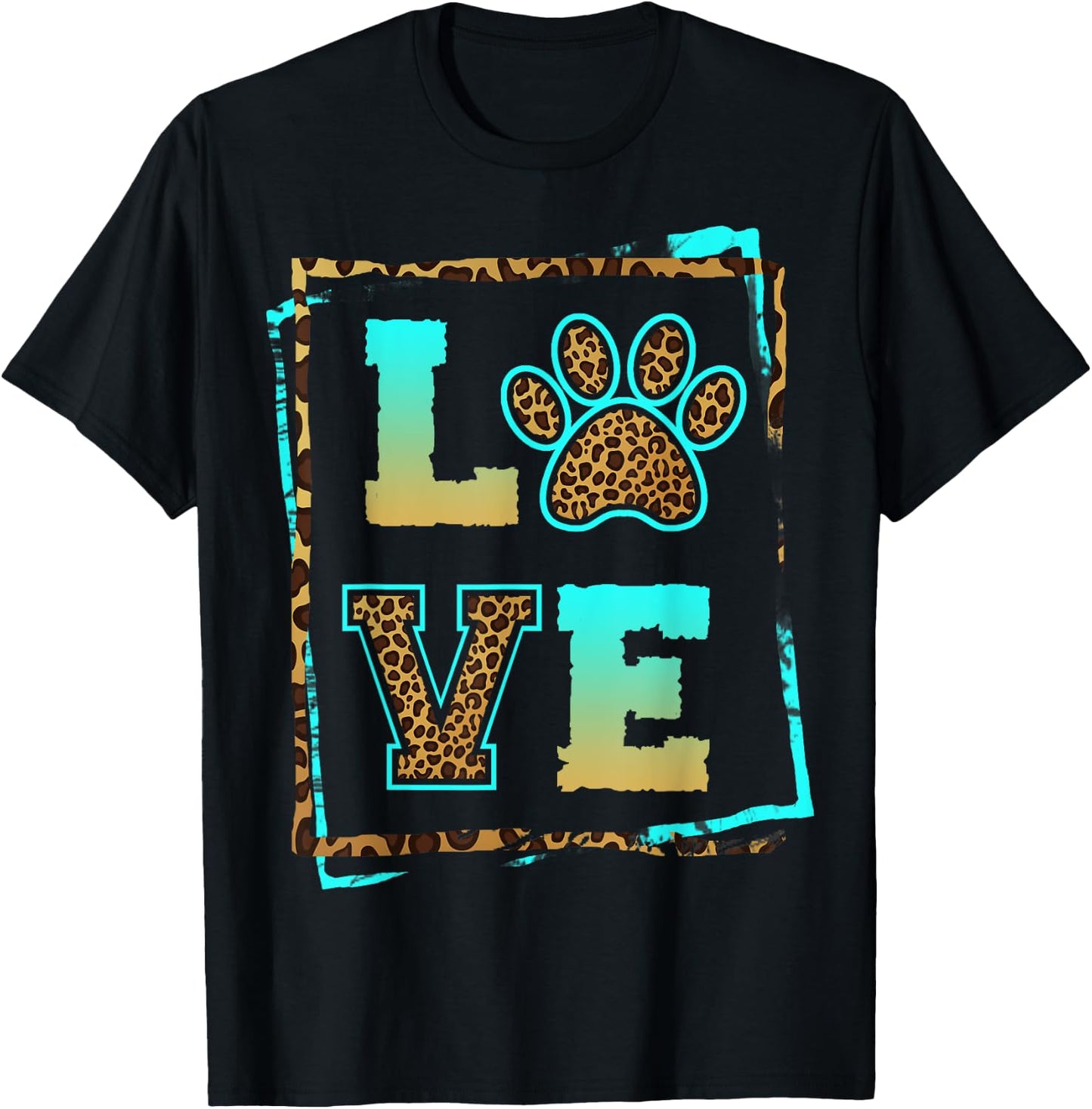 Love Paw Pet Owner Dog Mom Fur Mama Leopard Print Women Gift T-Shirt - T-Shirt | Black