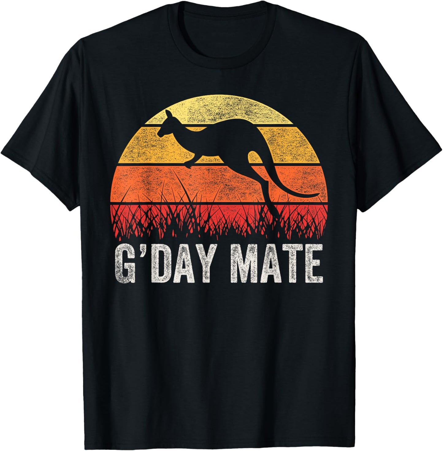 Australia G'Day Mate Shirt Funny Kangaroo Australian Vintage T-Shirt - T-Shirt | Black