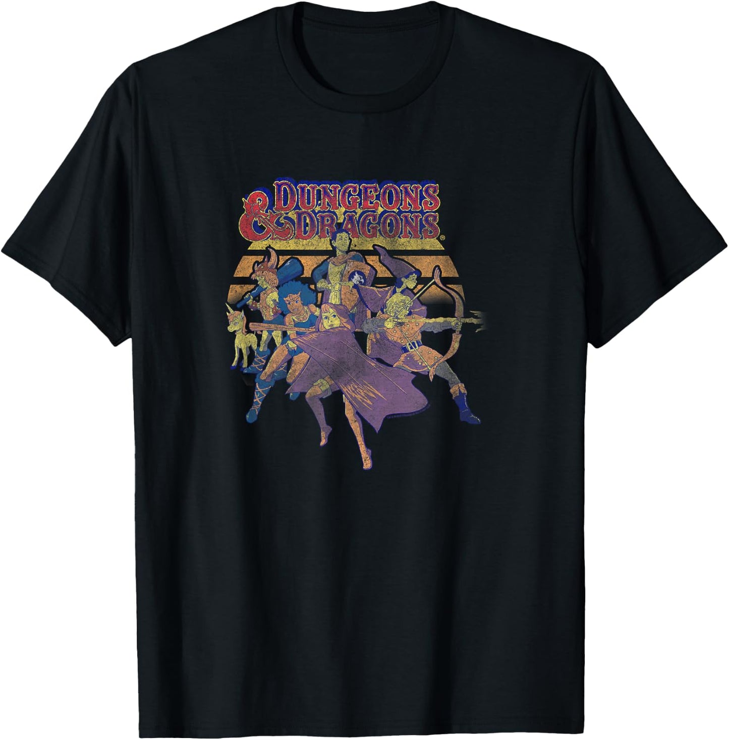 Dungeons & Dragons Retro Characters Action Pose T-Shirt - T-Shirt | Black