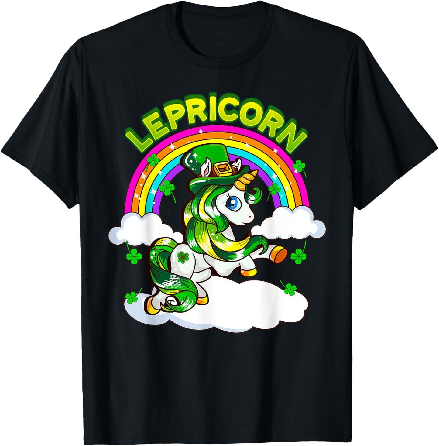 St Patricks Day Girls Unicorn Irish Lepricorn Girls Women T-Shirt - T-Shirt | Black