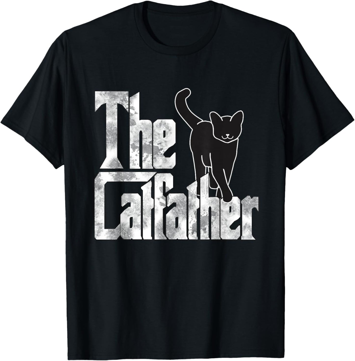 The Catfather Black Cat Father Mafia Whiskers Male Daddy T-Shirt - T-Shirt | Black
