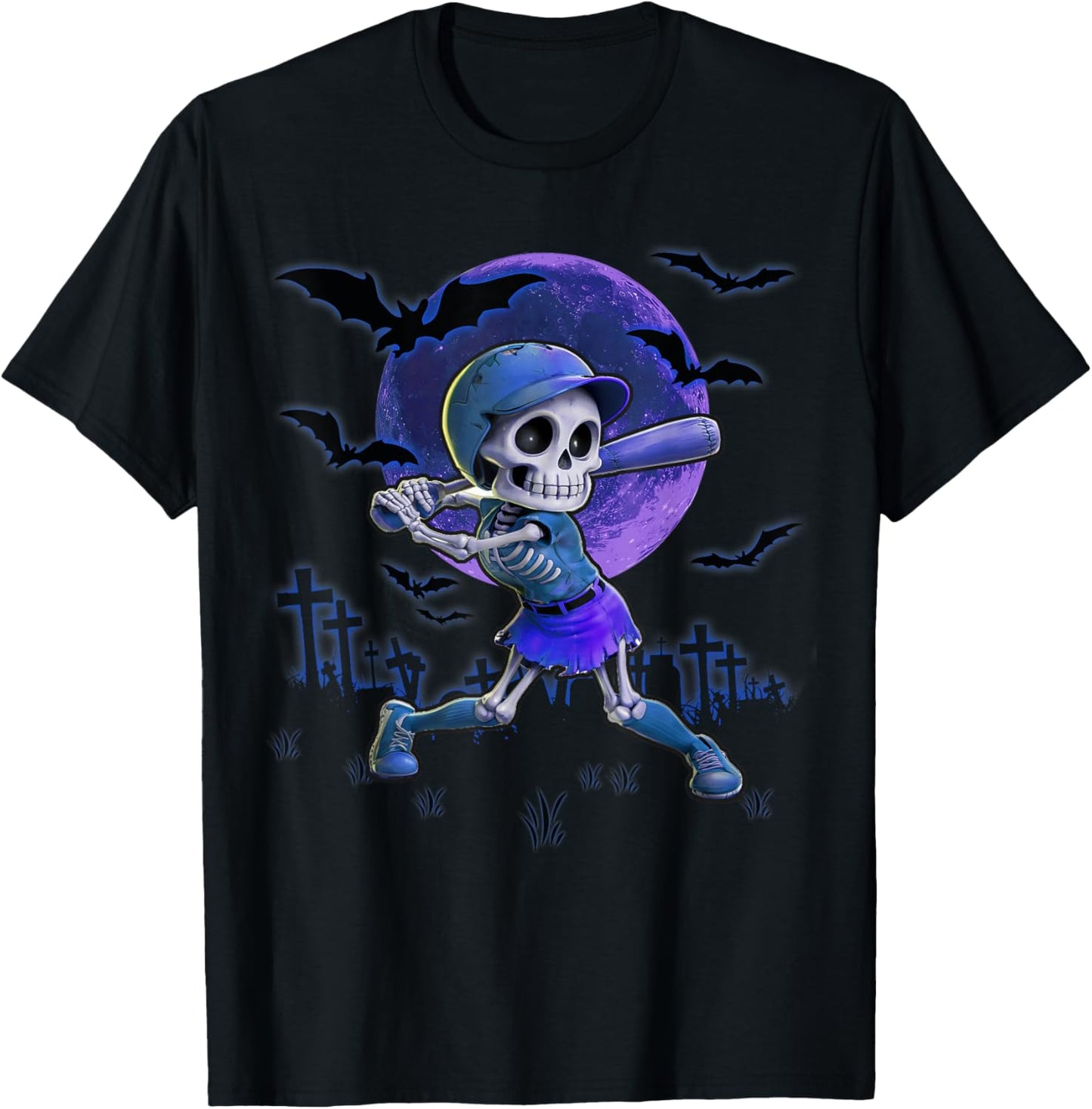 Softball Halloween Spooky Season Trick or Treating T-Shirt - T-Shirt | Black