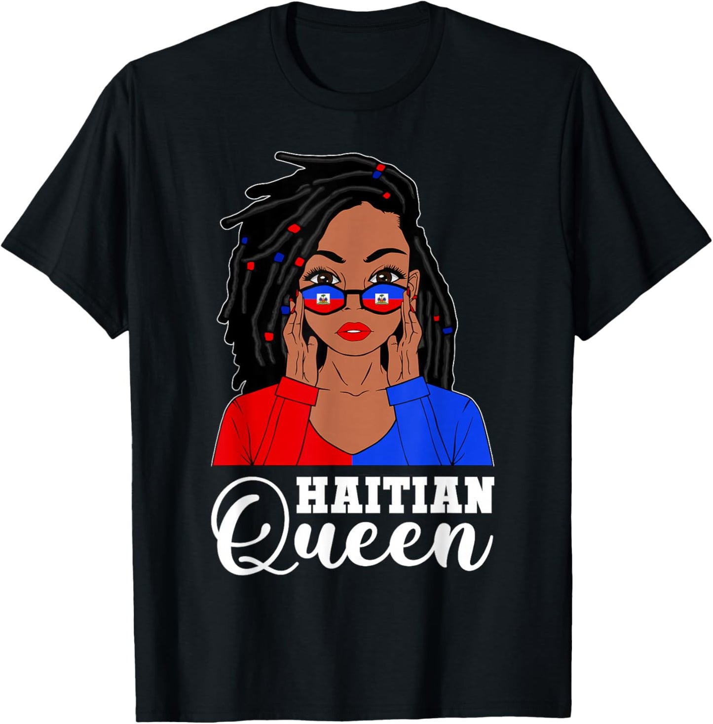 Loc'd Hair Haitian Girl Black Woman Haiti Haitian Queen T-Shirt - T-Shirt | Black