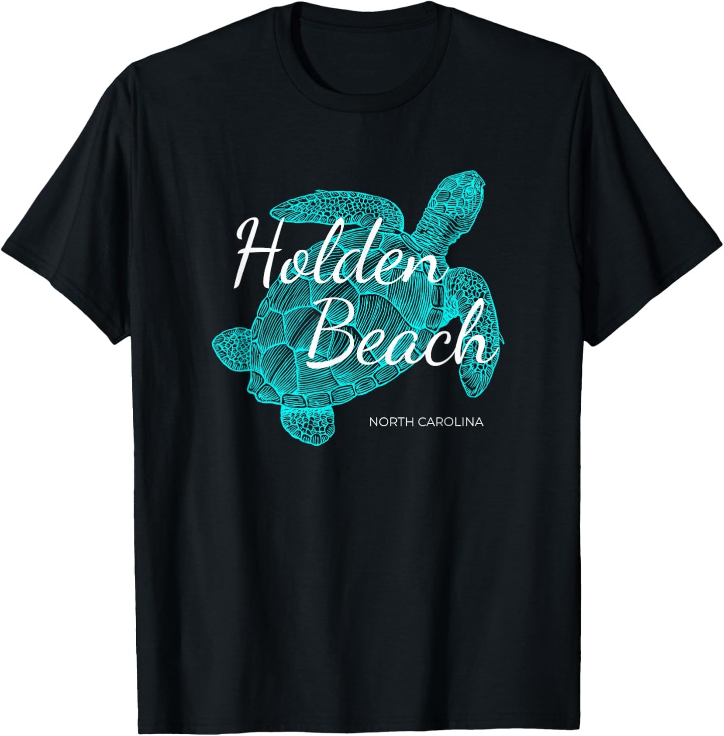 Holden Beach North Carolina Vacation With A Turtle Graphic T-Shirt - T-Shirt | Black