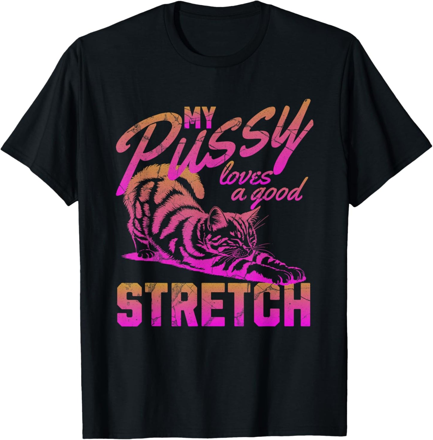 My Pussy Love A Good Stretch Funny Vintage T-Shirt - T-Shirt | Black