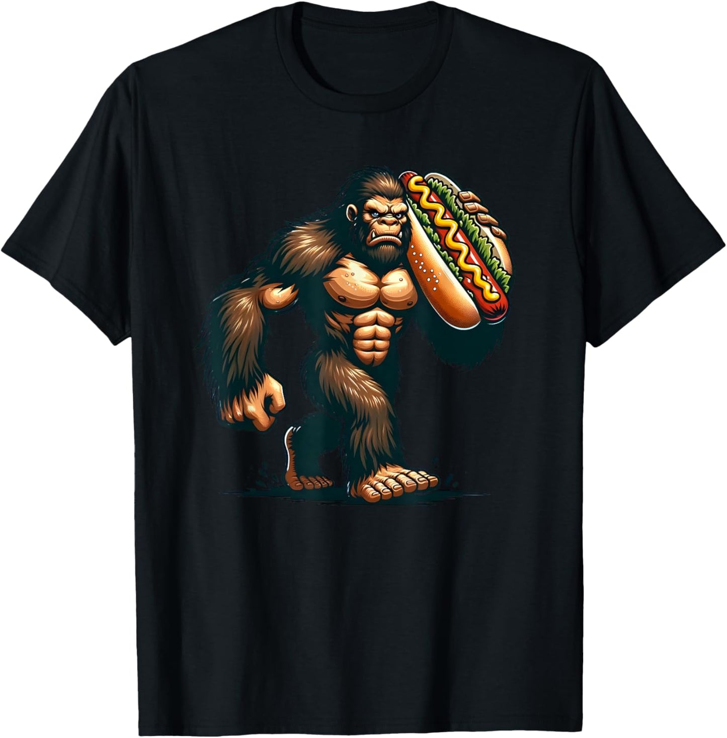 Bigfoot Hotdog Funny Boys Kids Men Sasquatch Food Lovers T-Shirt - T-Shirt | Black