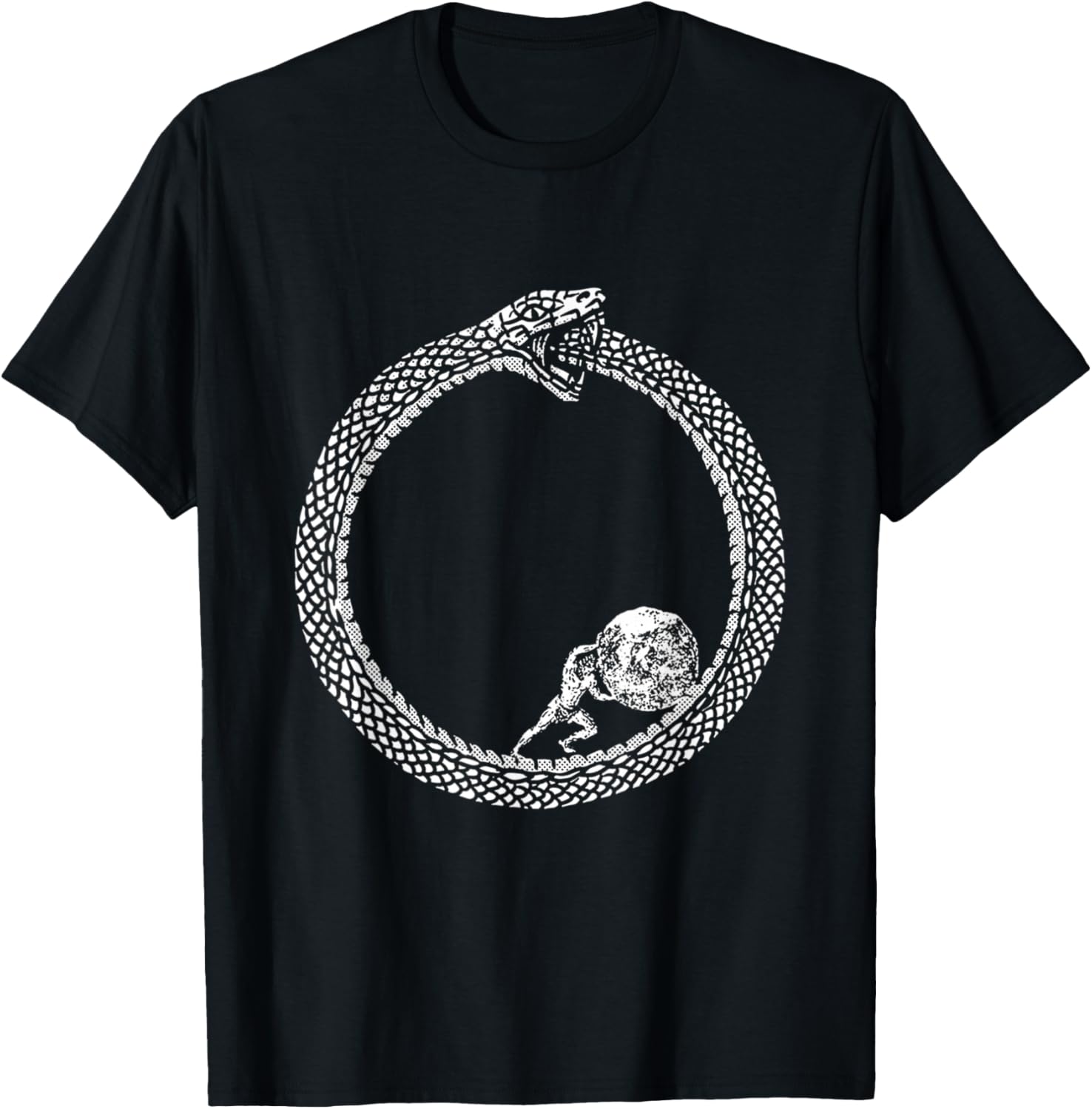Sisyphus in an Ouroboros Snake T-Shirt - T-Shirt | Black