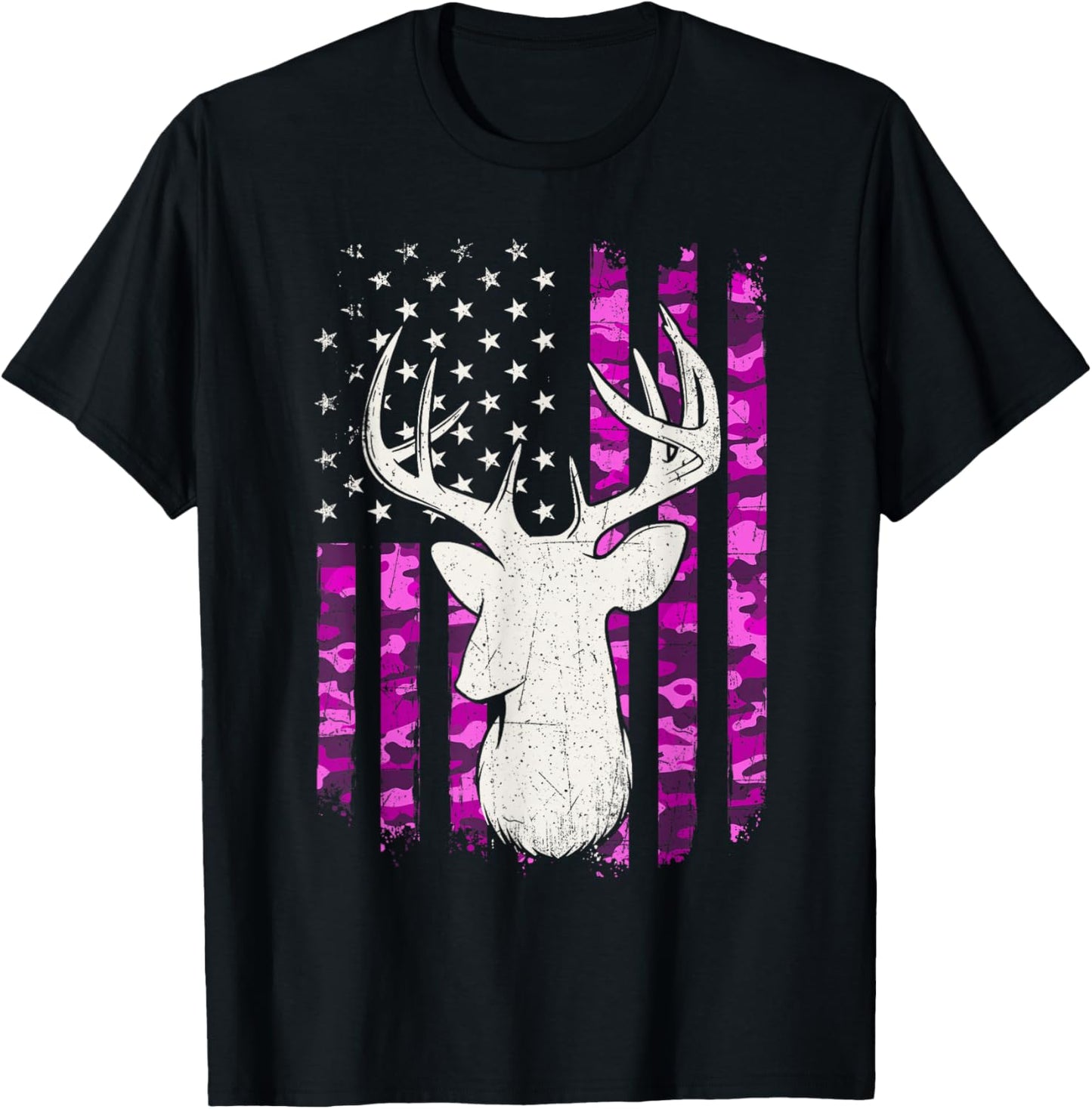 Pink Camouflage Deer - Hunting Lover Wildlife Animal Hunter T-Shirt - T-Shirt | Black