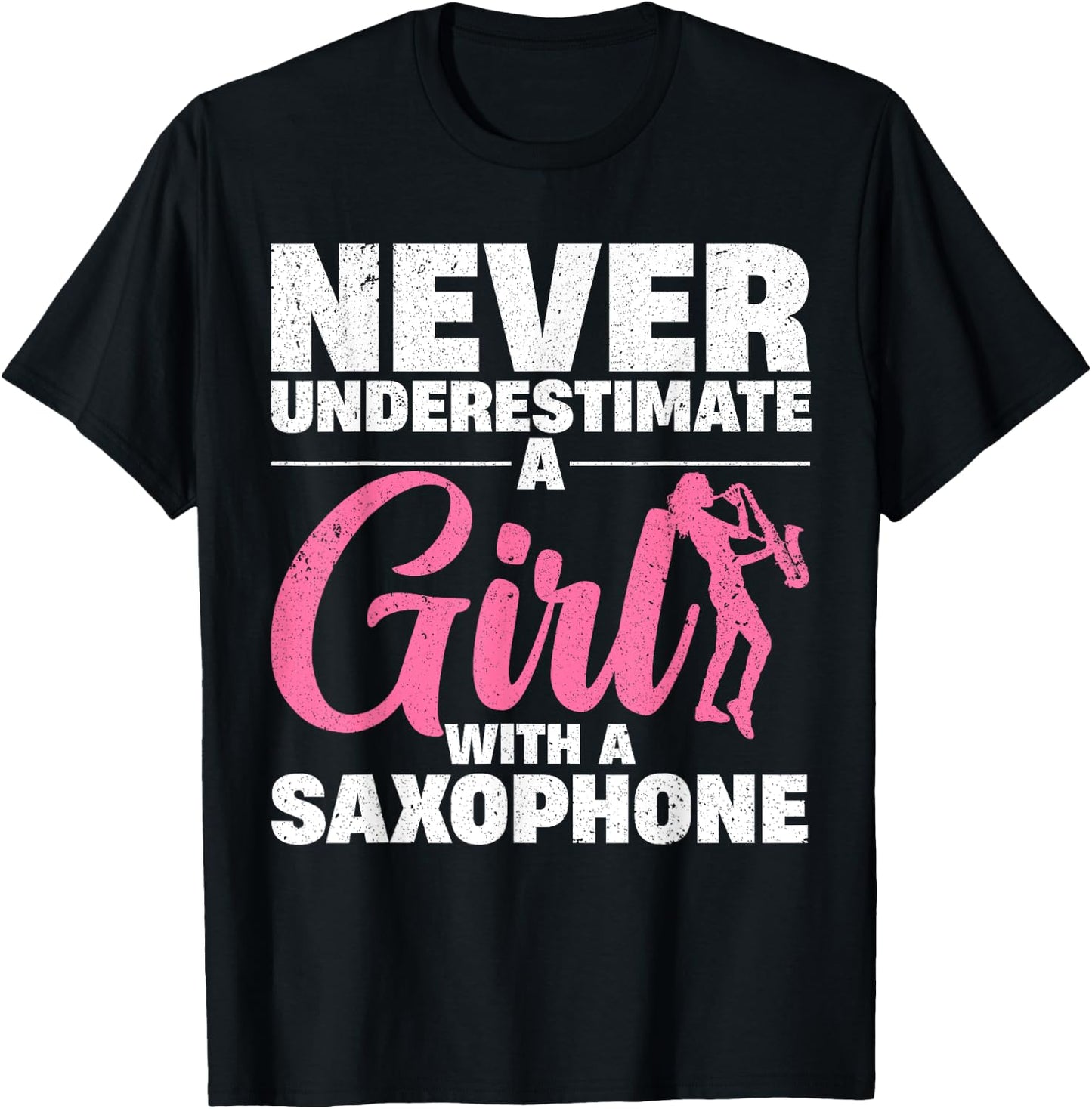 Funny Saxophone Design For Girls Women Saxophonist Sax Lover T-Shirt - T-Shirt | Black