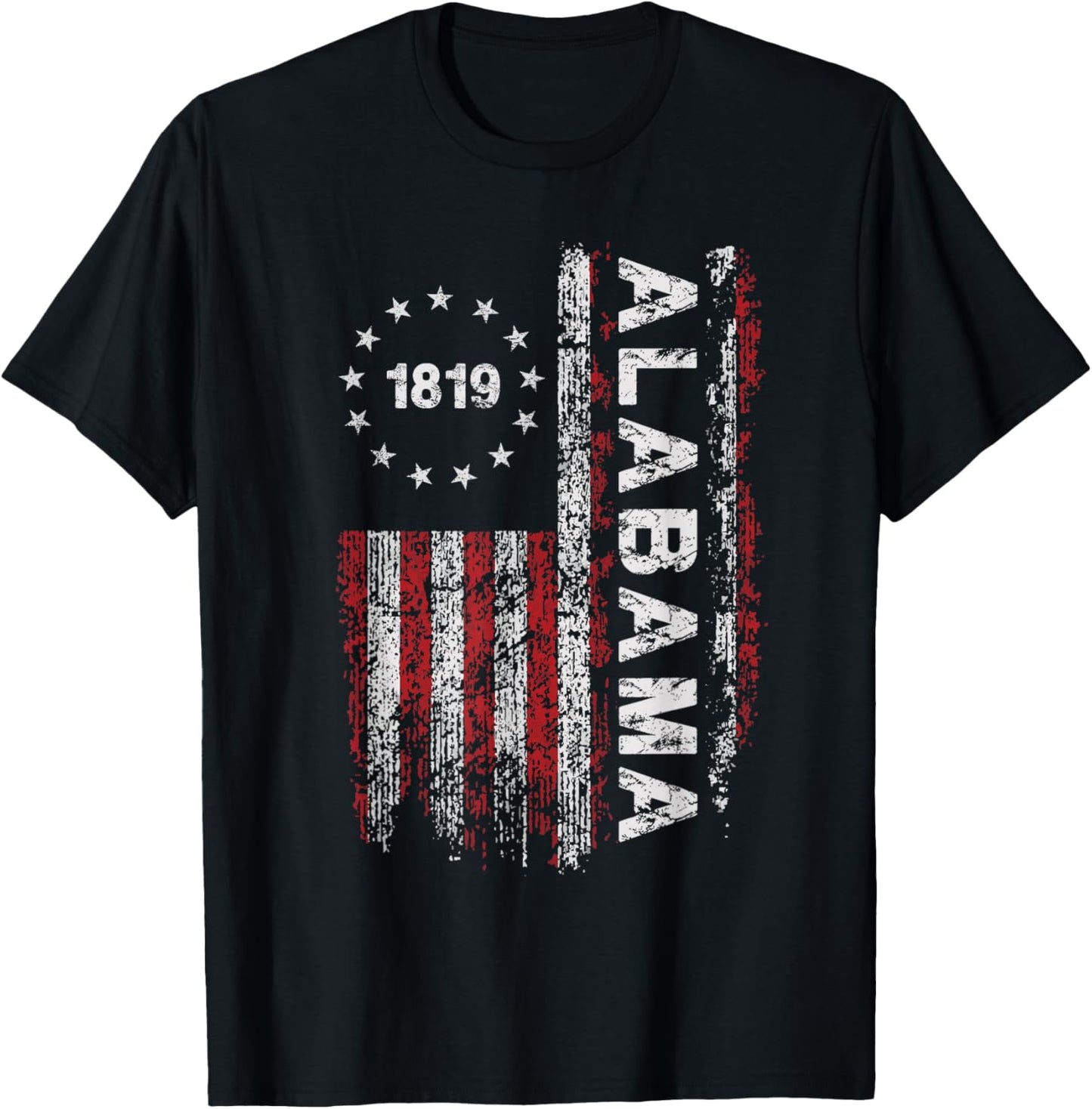 1819 Alabama State US Flag Vintage Women Youth T-Shirt - T-Shirt | Black
