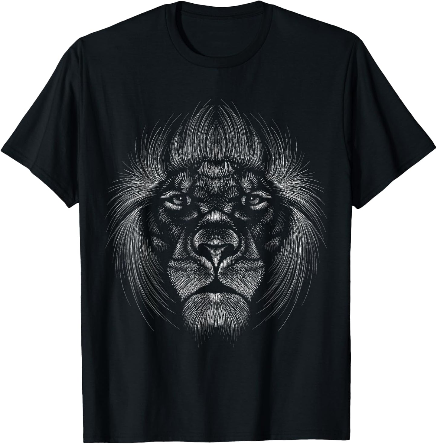Lion Lover Head Wild Animal black background Theme T-Shirt - T-Shirt | Black