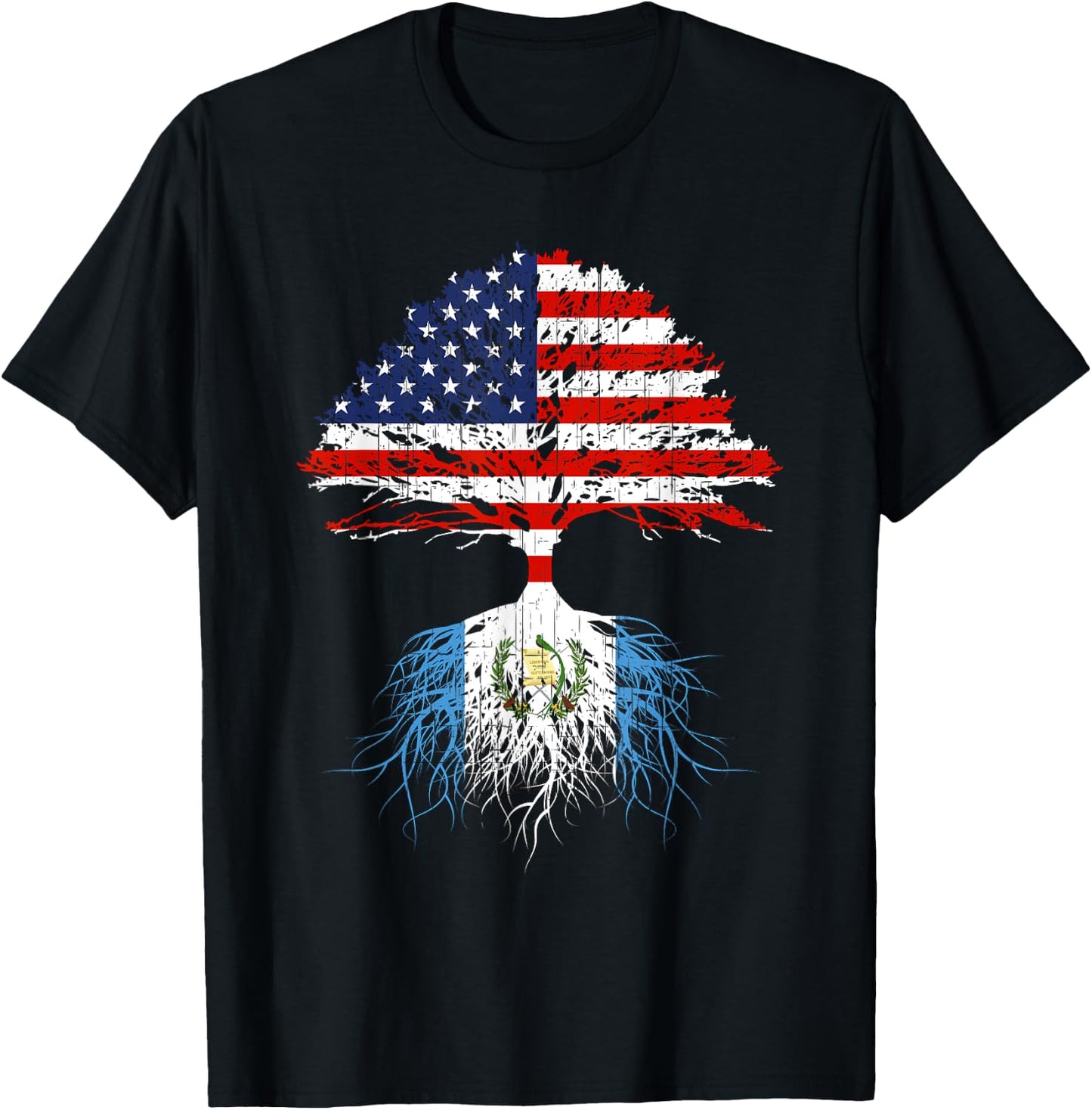 Guatemala Roots Guatemalan American Flag US Naturalization T-Shirt - T-Shirt | Black
