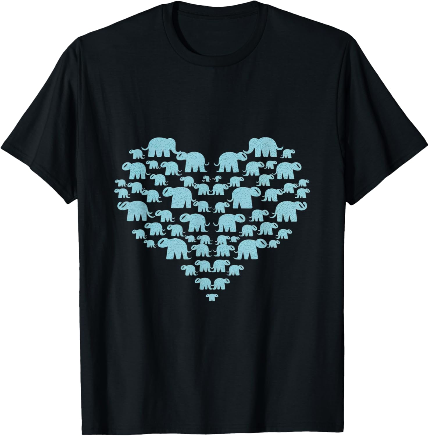 Heart Elephants Love Animal Wildlife Elephant T-Shirt - T-Shirt | Black