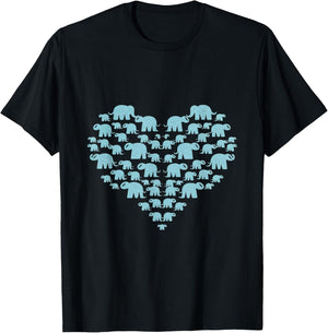 Heart Elephants Love Animal Wildlife Elephant T-Shirt - T-Shirt | Black