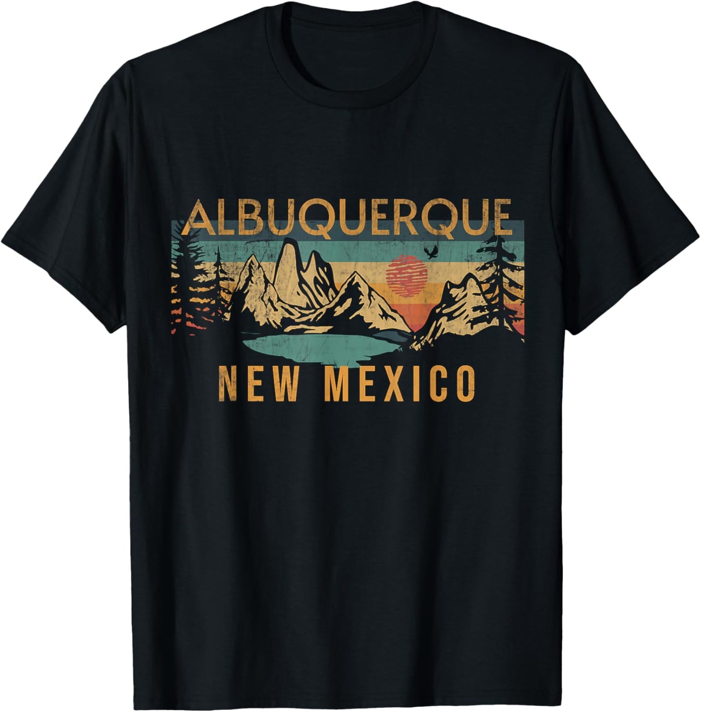 Albuquerque New Mexico USA Outdoor Vintage Albuquerque Blue Short Sleeve Classic Fit -Adults, Kids S T-Shirt - T-Shirt | Black