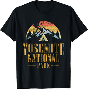 Vintage Yosemite National Park Campfire T Shirt T-Shirt - T-Shirt | Black
