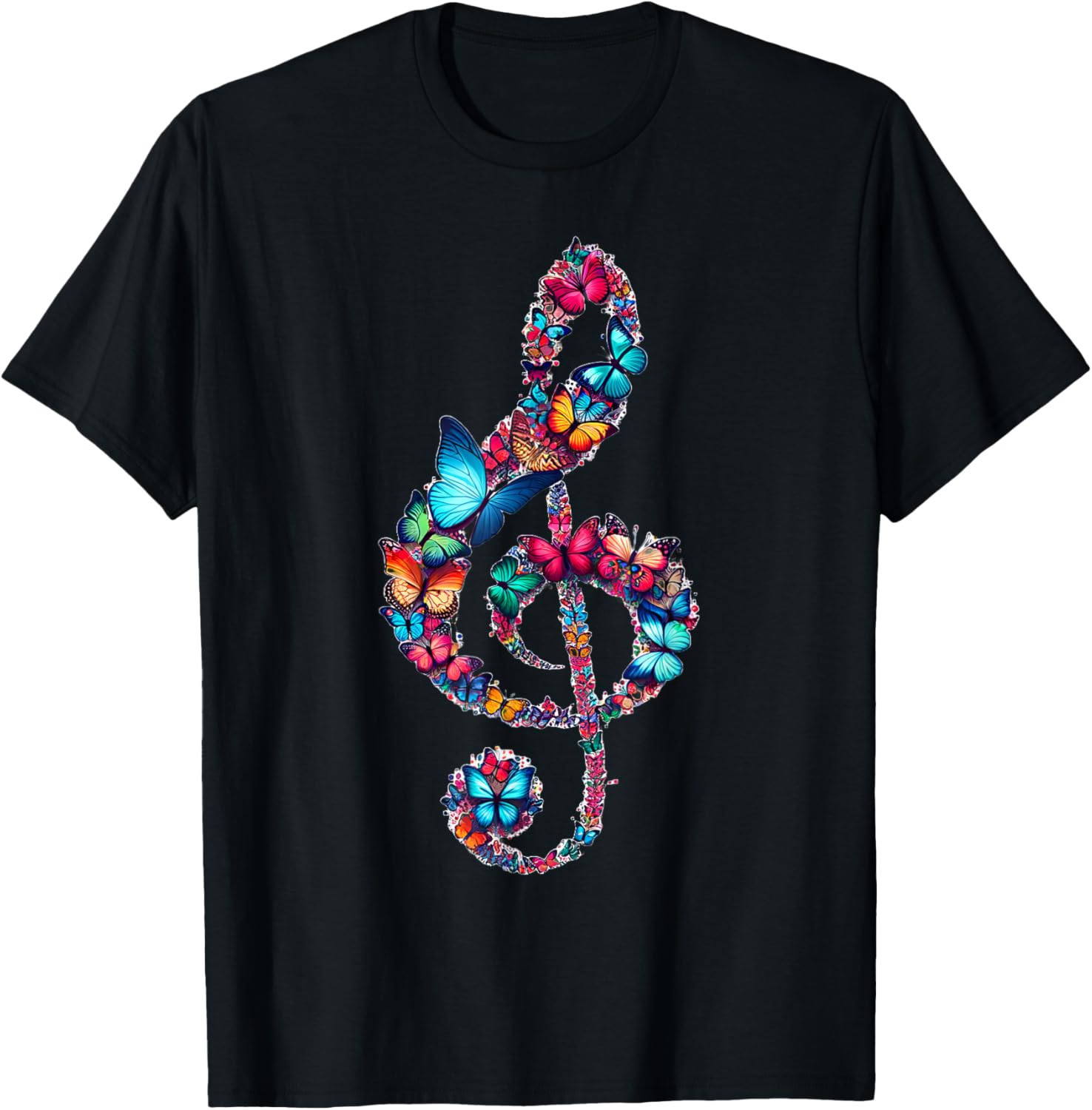 Butterflies Treble Clef Butterfly Musical Note Music T-Shirt - T-Shirt | Black