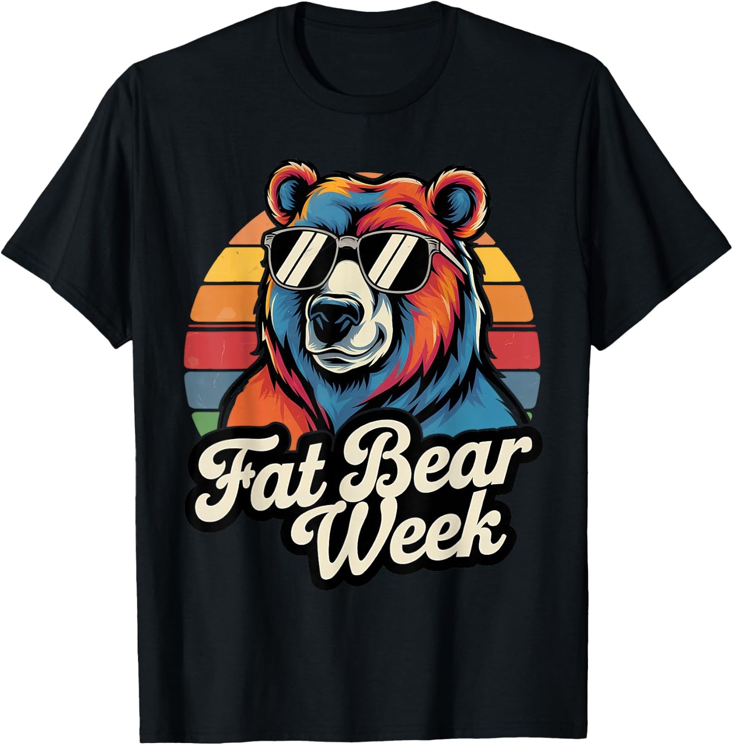 Fat Bear Week Retro Bear Sunglasses Nature Lovers T-Shirt - T-Shirt | Black