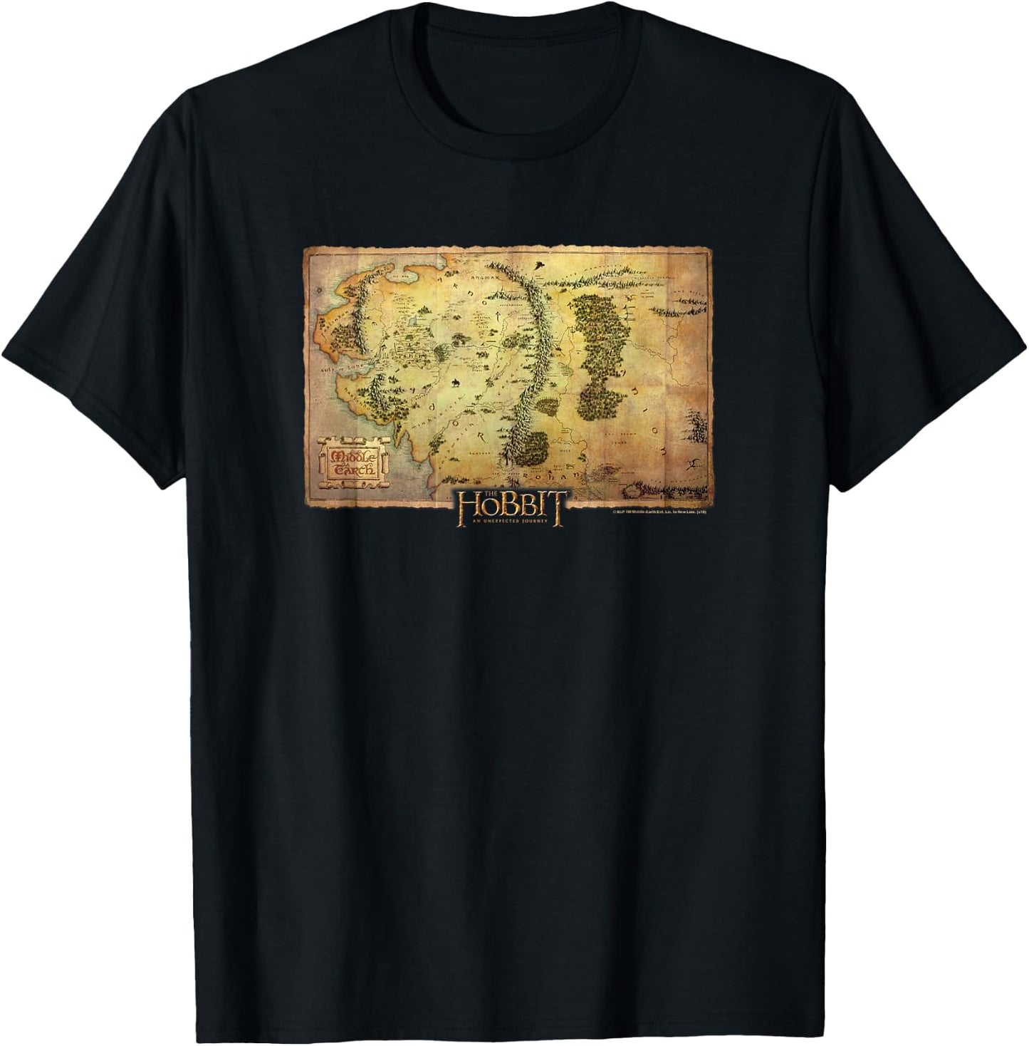 Hobbit Middle Earth Map T-Shirt - T-Shirt | Black