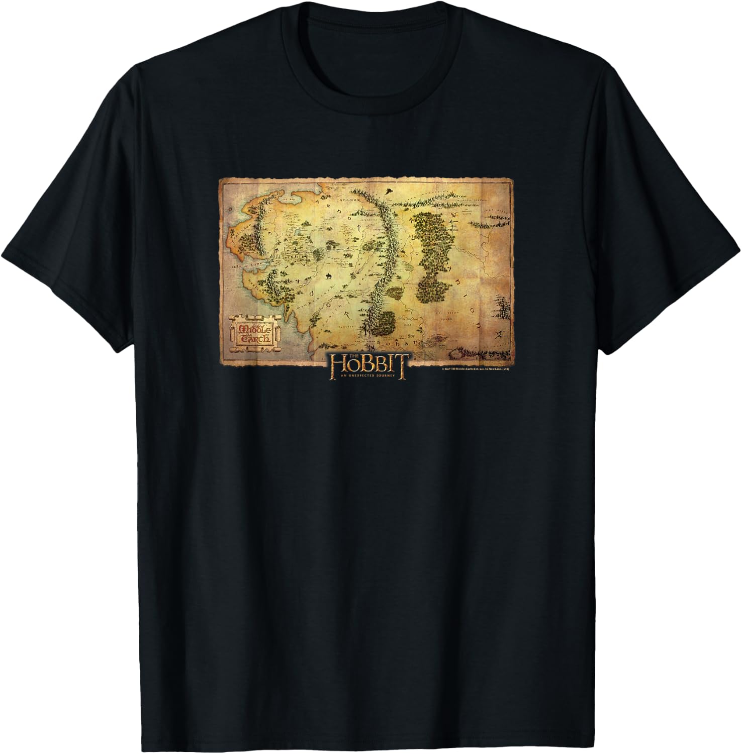 Hobbit Middle Earth Map T-Shirt - T-Shirt | Black