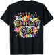 Birthday Girl Leopard Colorful Queen Crown Bday Party Family T-Shirt - T-Shirt | Black