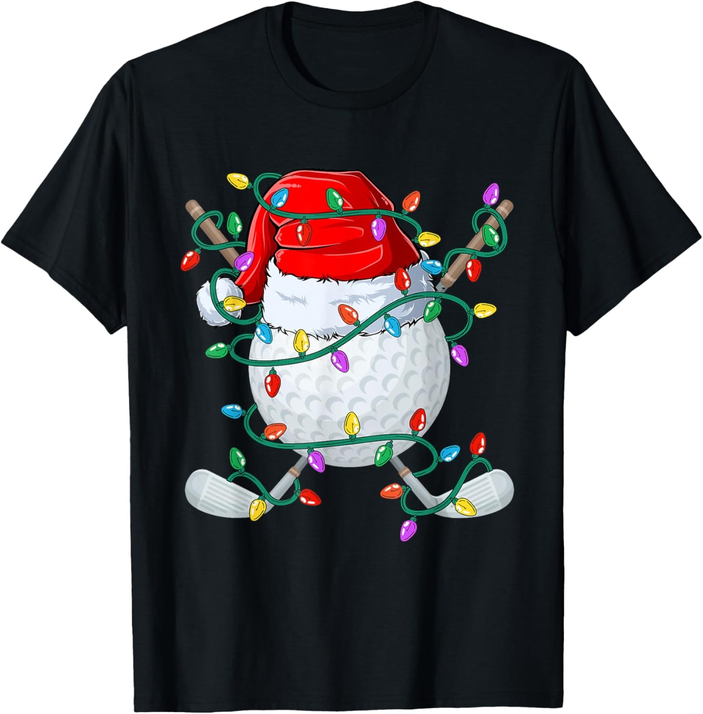 Christmas Golf Xmas Santa Sports Hat Golfer Golfing Funny T-Shirt - T-Shirt | Black