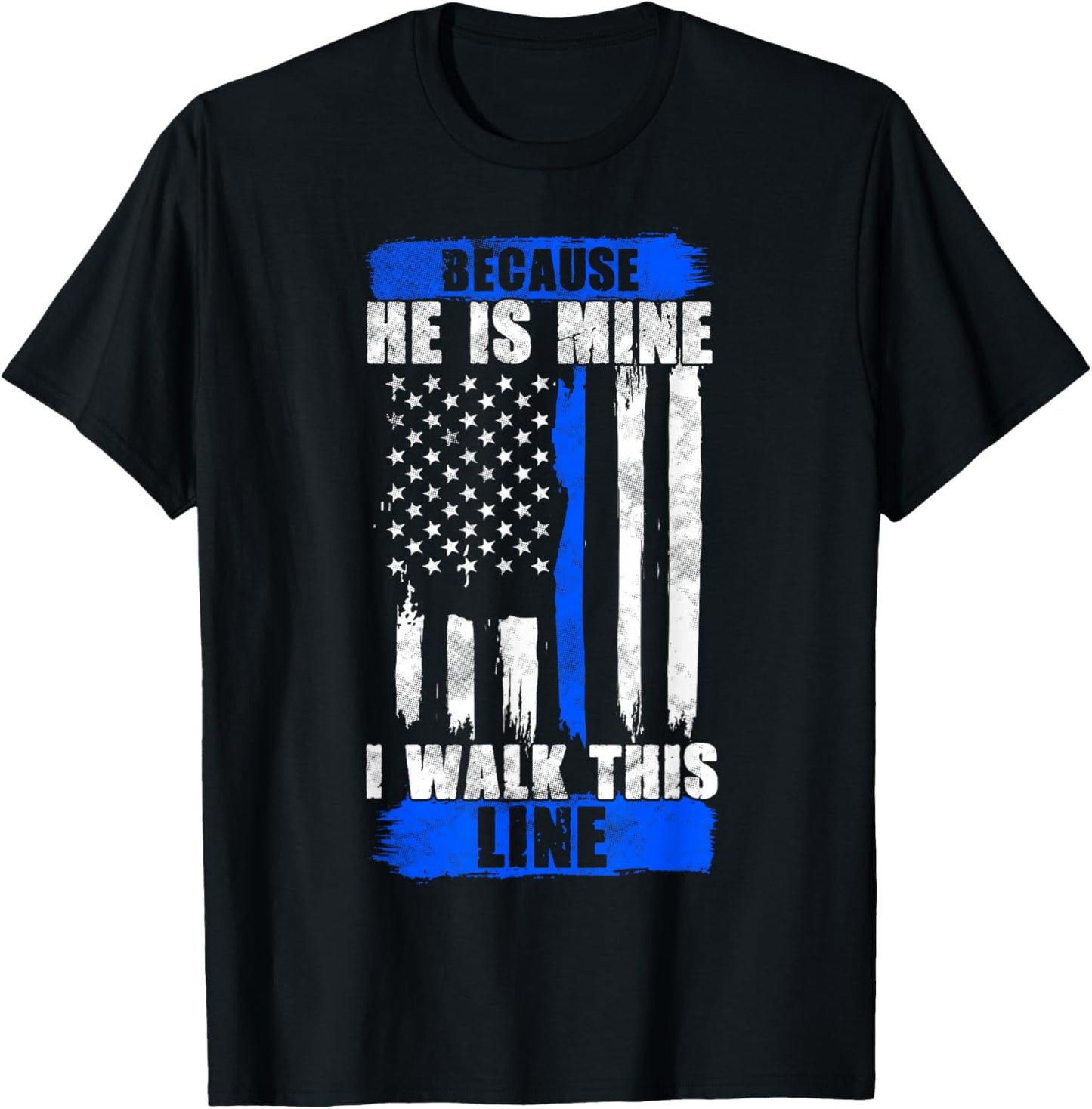 Police Wife Shirt Thin Blue Line Gift Police Girlfriend T-Shirt - T-Shirt | Black