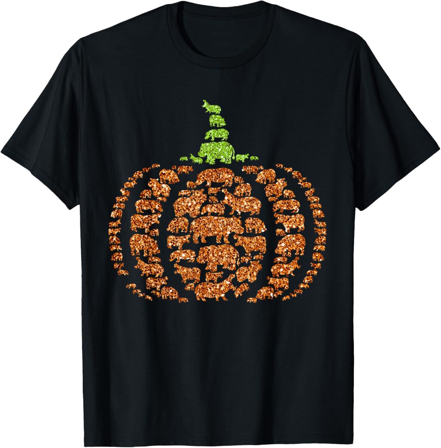 Group Hippos Pumpkin Cute Shape Halloween Thanksgiving T-Shirt - T-Shirt | Black