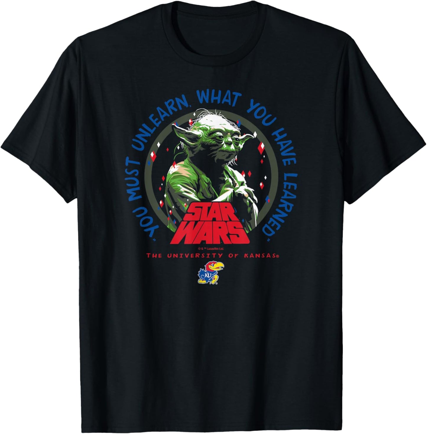 Kansas Jayhawks Star Wars Yoda Black Officially Licensed T-Shirt - T-Shirt | Black