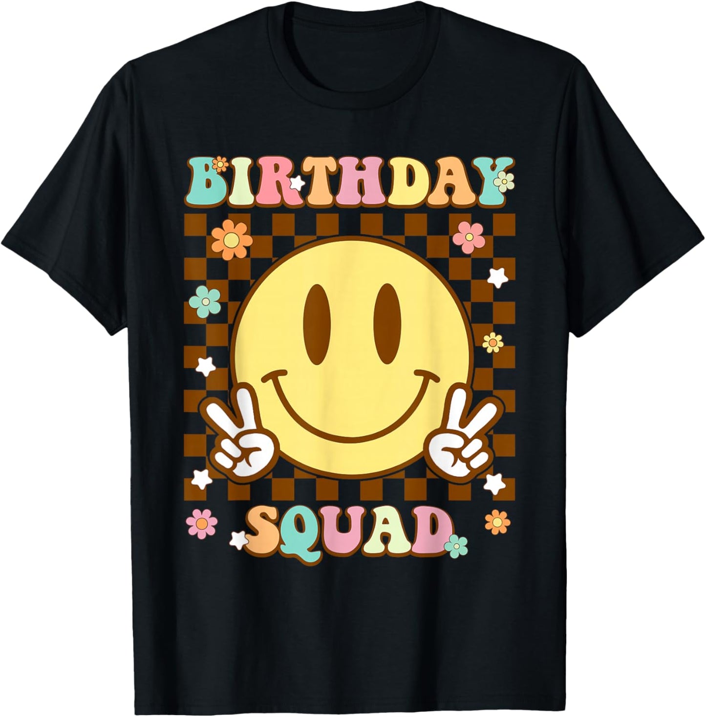 Groovy Birthday Squad Matching Birthday Family Group Bday T-Shirt - T-Shirt | Black