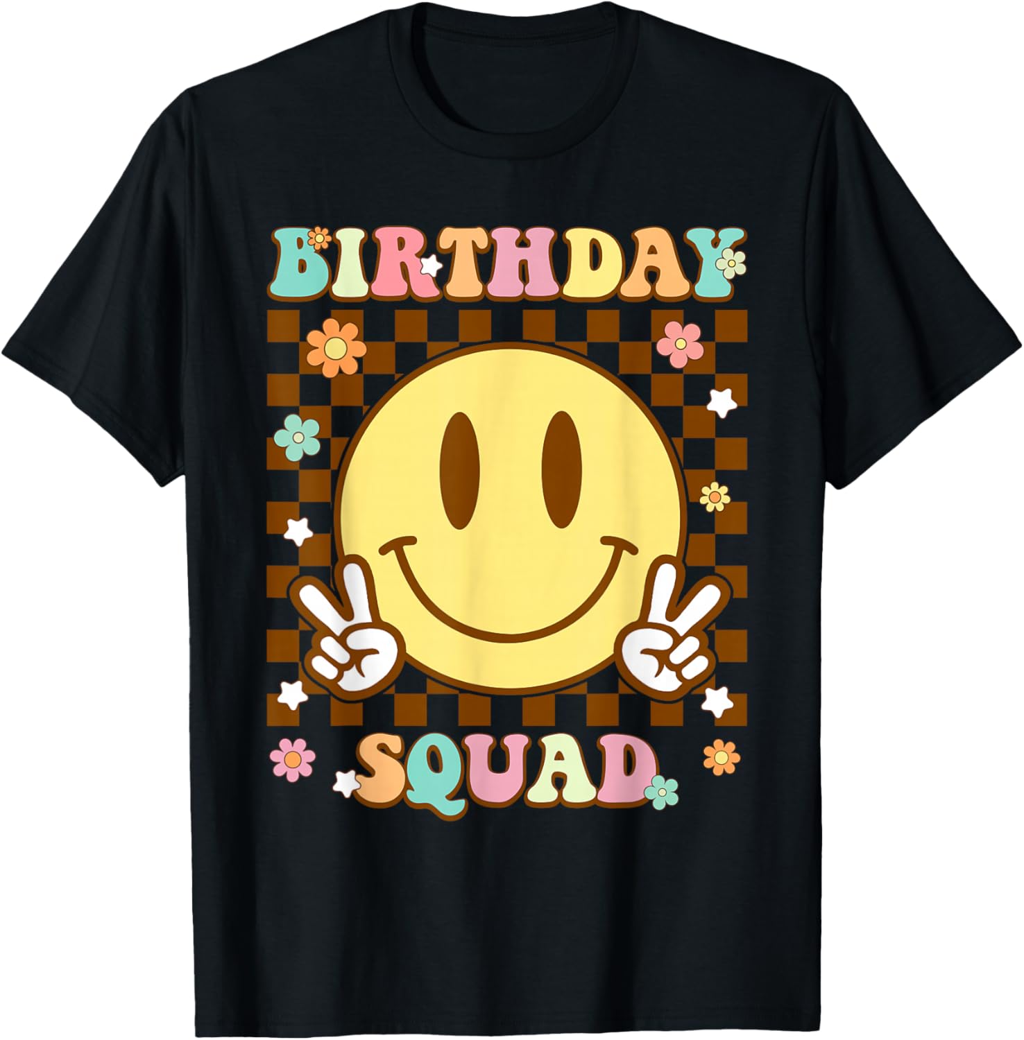 Groovy Birthday Squad Matching Birthday Family Group Bday T-Shirt - T-Shirt | Black
