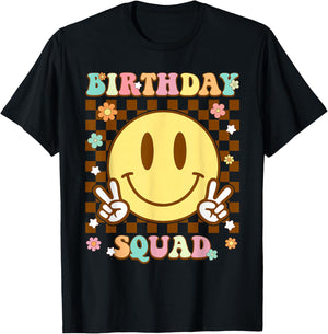 Groovy Birthday Squad Matching Birthday Family Group Bday T-Shirt - T-Shirt | Black