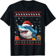 Shark Christmas Santa Hat Ugly Christmas Sweater T-Shirt - T-Shirt | Black