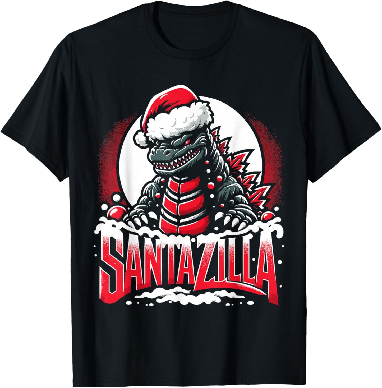 Kaiju Christmas Santazilla Japanese Monster Dinosaur Boys T-Shirt - T-Shirt | Black