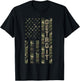 Detroit United States Distressed Camo w US Flag T-Shirt - T-Shirt | Black