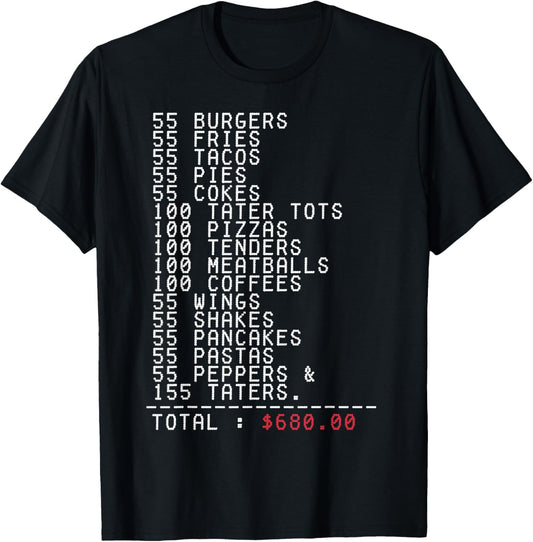 55 Burgers 55 Fries I Think You Should Leave Funny T-Shirt - T-Shirt | Black
