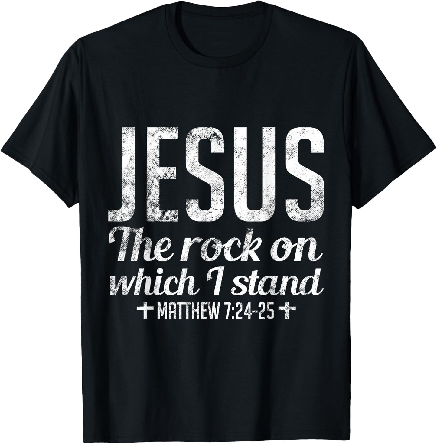 Christian Jesus Rock Band Matthew 7:24, Retro Vintage T-Shirt - T-Shirt | Black