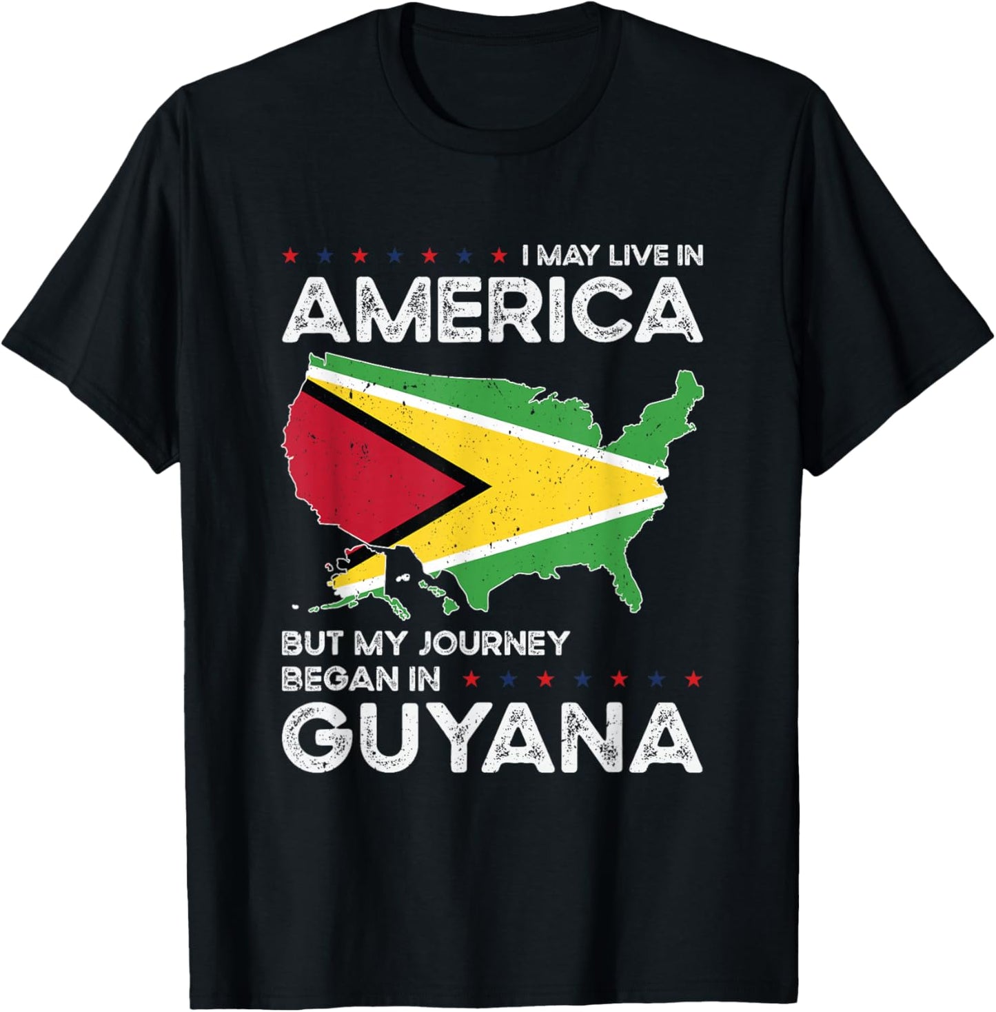 Guyanese American Patriot USA Grown Guyana US Flag T-Shirt - T-Shirt | Black