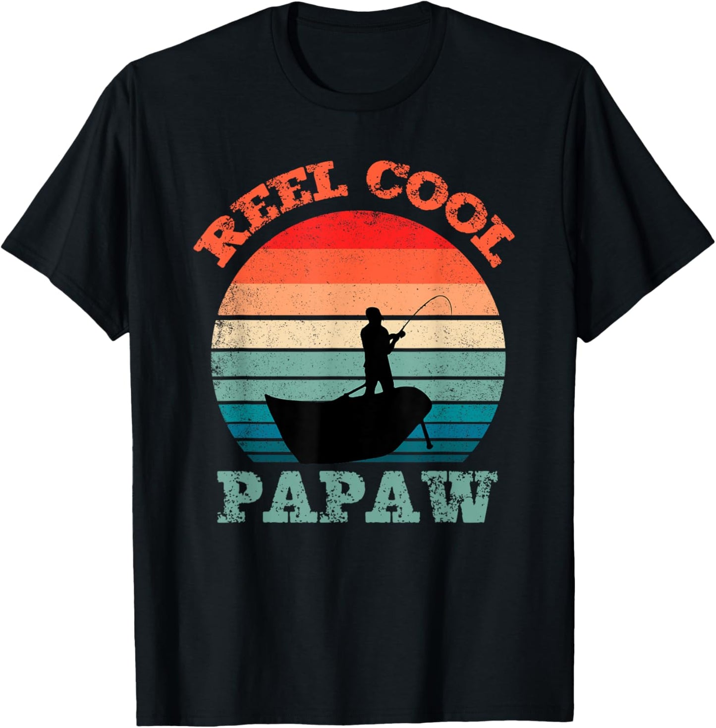 Reel Cool Papaw Fishing Funny Vintage Retro T-Shirt - T-Shirt | Black