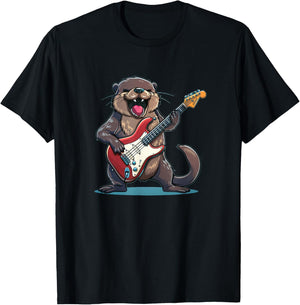 Cute rocking Otter Costume for Adults and Kids T-Shirt - T-Shirt | Black