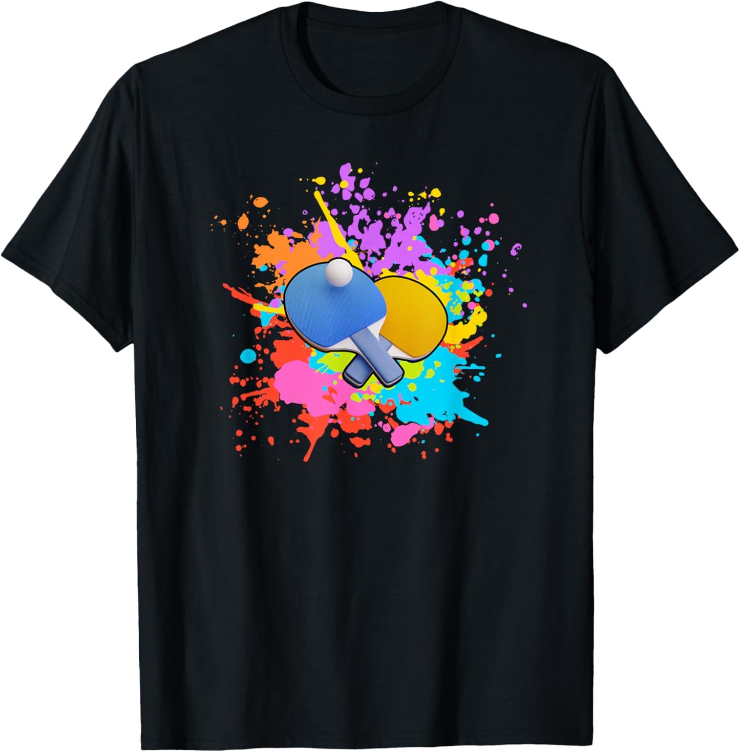 Paint Splash Table Tennis Ping Pong for Children Kids T-Shirt - T-Shirt | Black